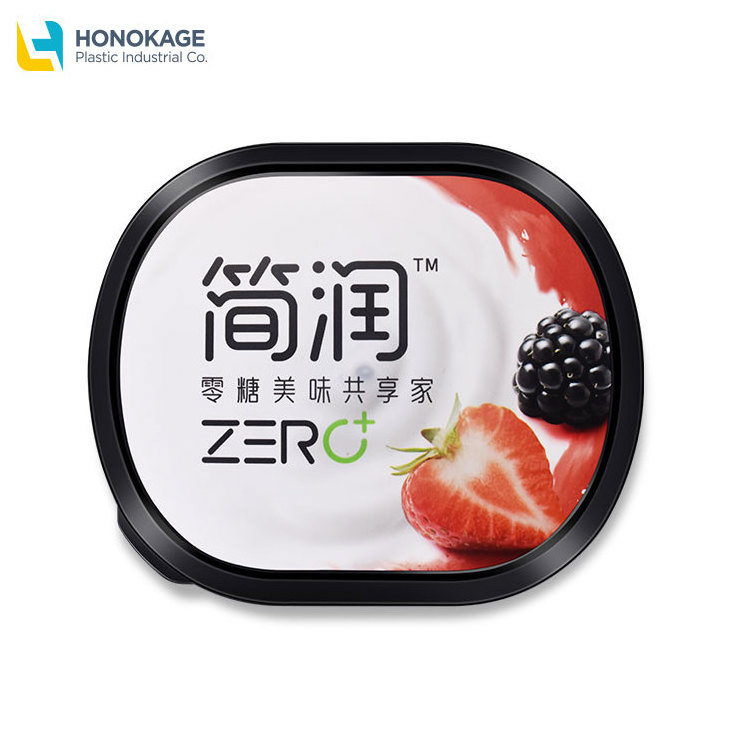 Wholesale Frozen Yogurt Cup Iml Pp with Lip Yogurt 340g Reuse Pp Cup Plastic Food Customized OEM Oval Pot De Glace En Plastic