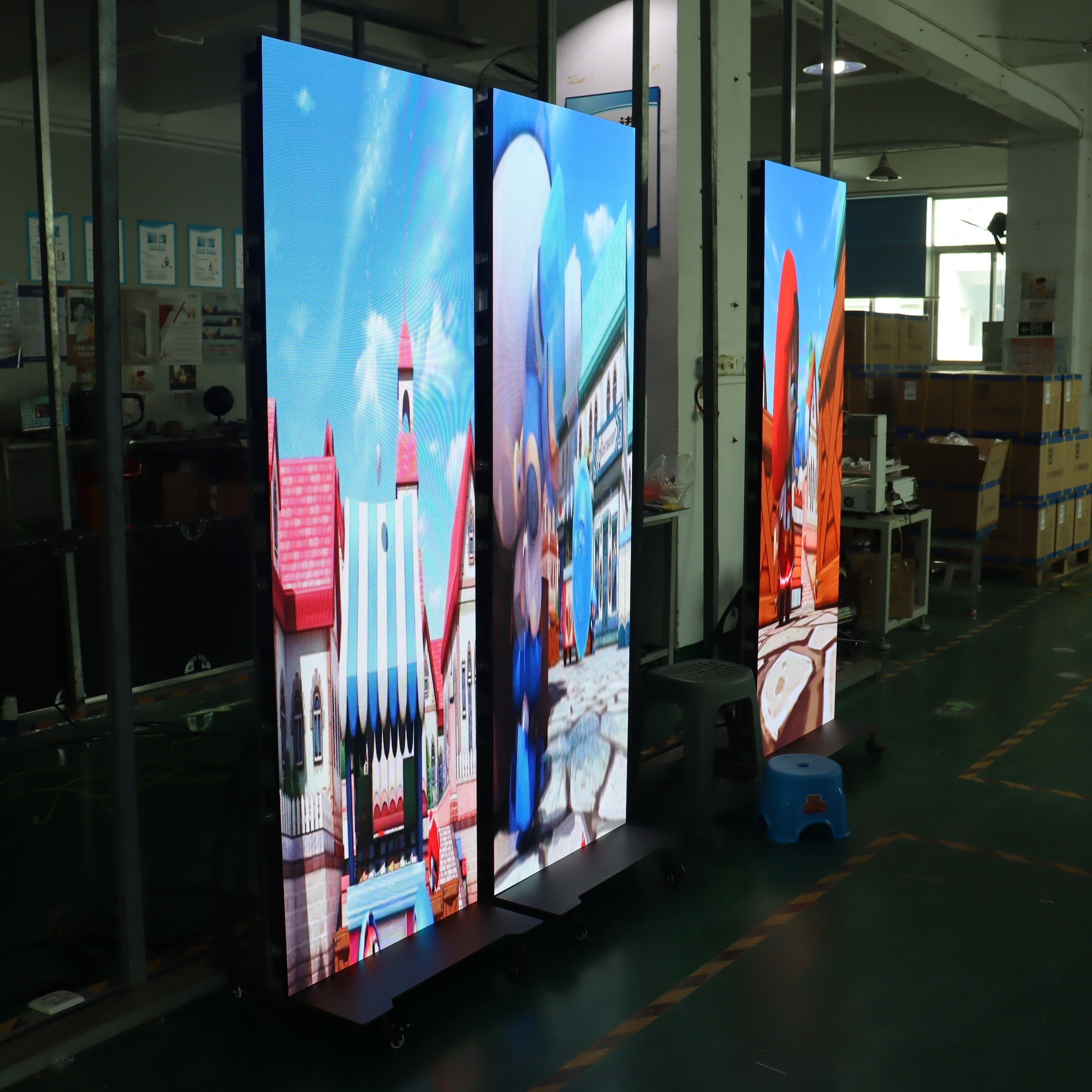 Indoor Outdoor Led Display Screen Wifi 4G Ultra Thin Led Screen Wheel Portable Commercial Flooring Standing Poster Led Display