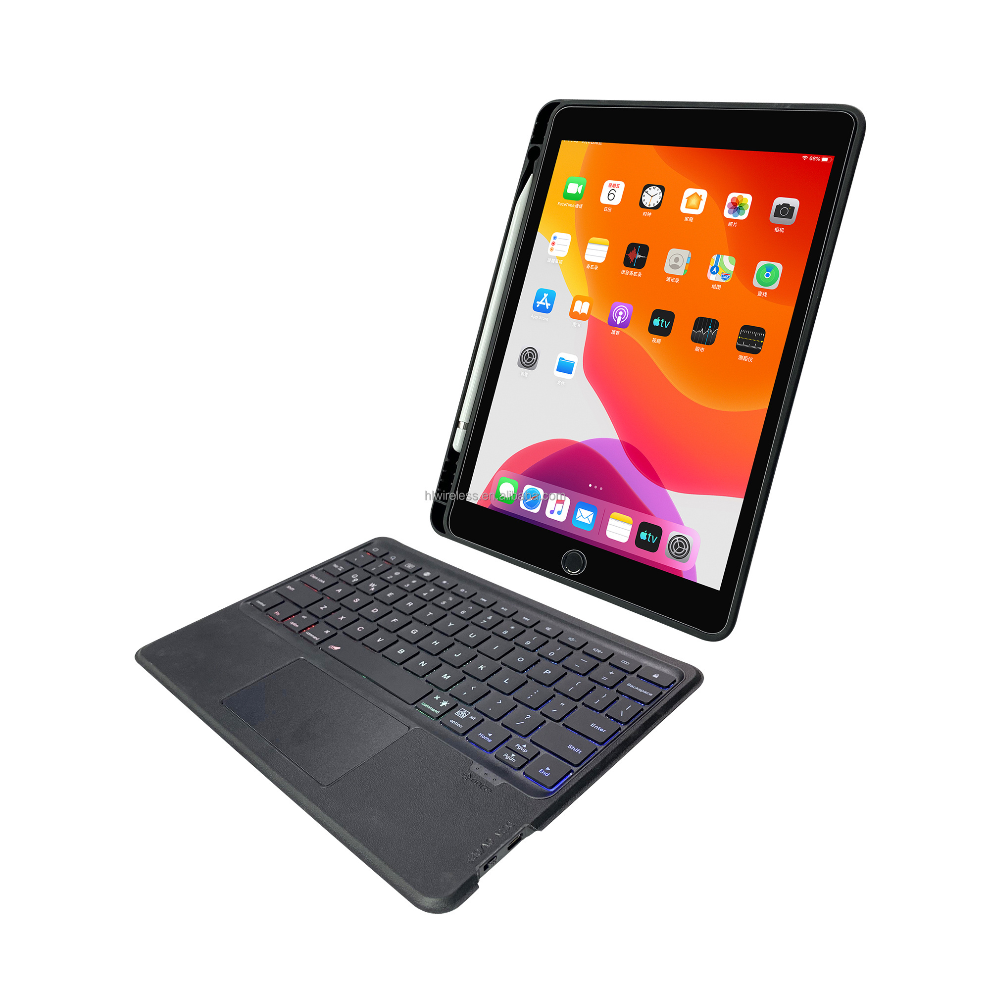 Custom For Ipad 10.2 & 10.5 Inch Keyboard Case Touchpad Backlit Keyboard Tablet Protective Case