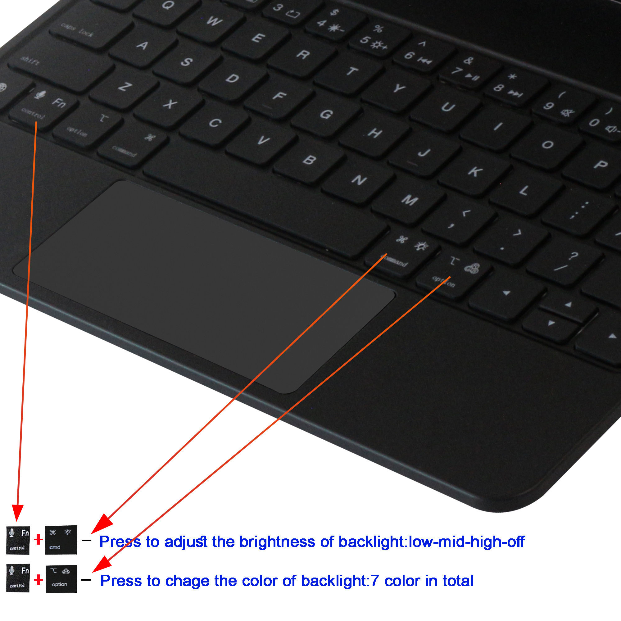 2023 New Magnetic Keyboard Magic Rechargeable Keyboard With Touch Backlight Wireless Connection For iPad Air 4 5 10.9 Pro 11