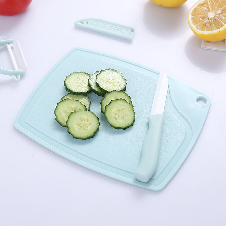 3-Piece Set Multifunction Kitchen Vegetable Peeler Plastic Handle Colorful Mini Small Ceramic Fruit Knife Cutting Boards Set