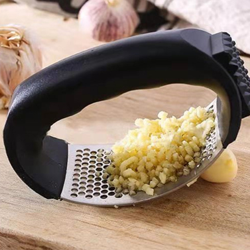 2022 Home Kitchen Gadgets Innovative Tool Manual 430 Stainless Steel 2 in 1 Garlic Rocker Crushing Press Set