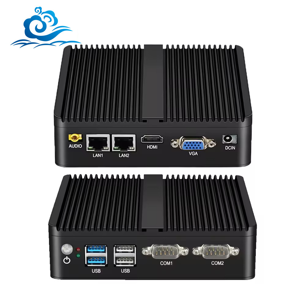 HLY Fanless Industrial Mini PC Intel Core i3 i5 Celeron J4125 2 Gbe LAN 2 RS232 Win10 Linux Support 4G LTE WIFI 64GB DDR4 Use