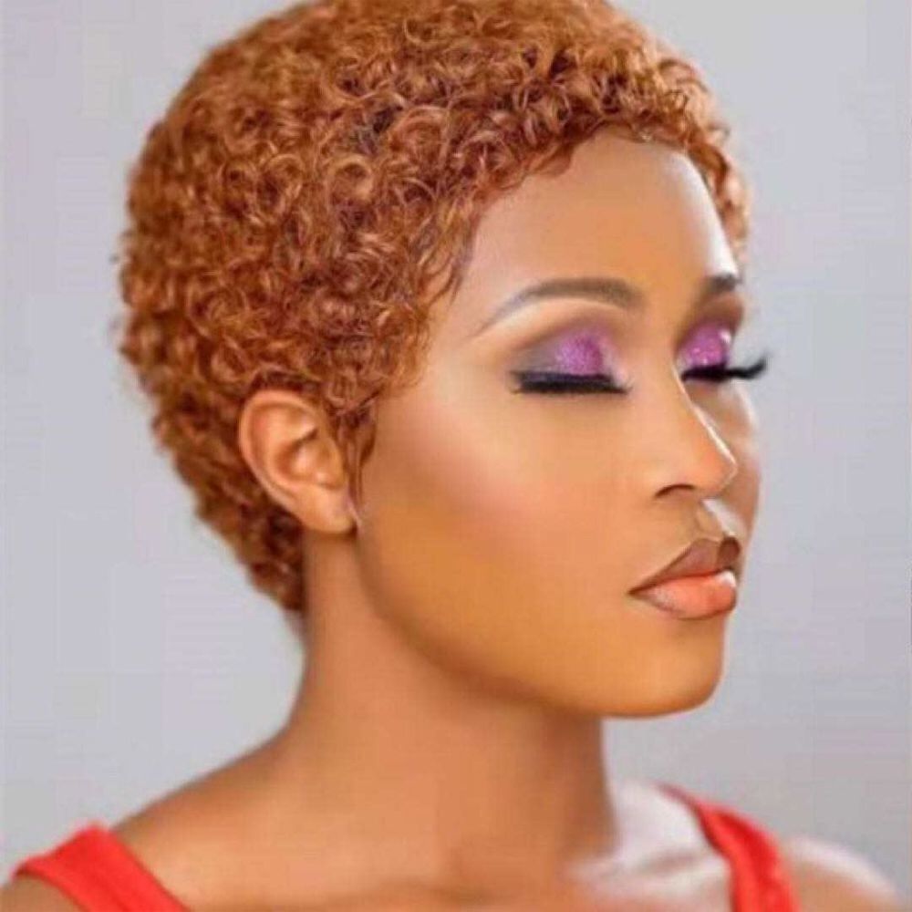 Wholesale Brazilian Human Hair Short Pixie Cut Wigs Human Hair Machine Make No Lace Wigs For Black Women-F-074