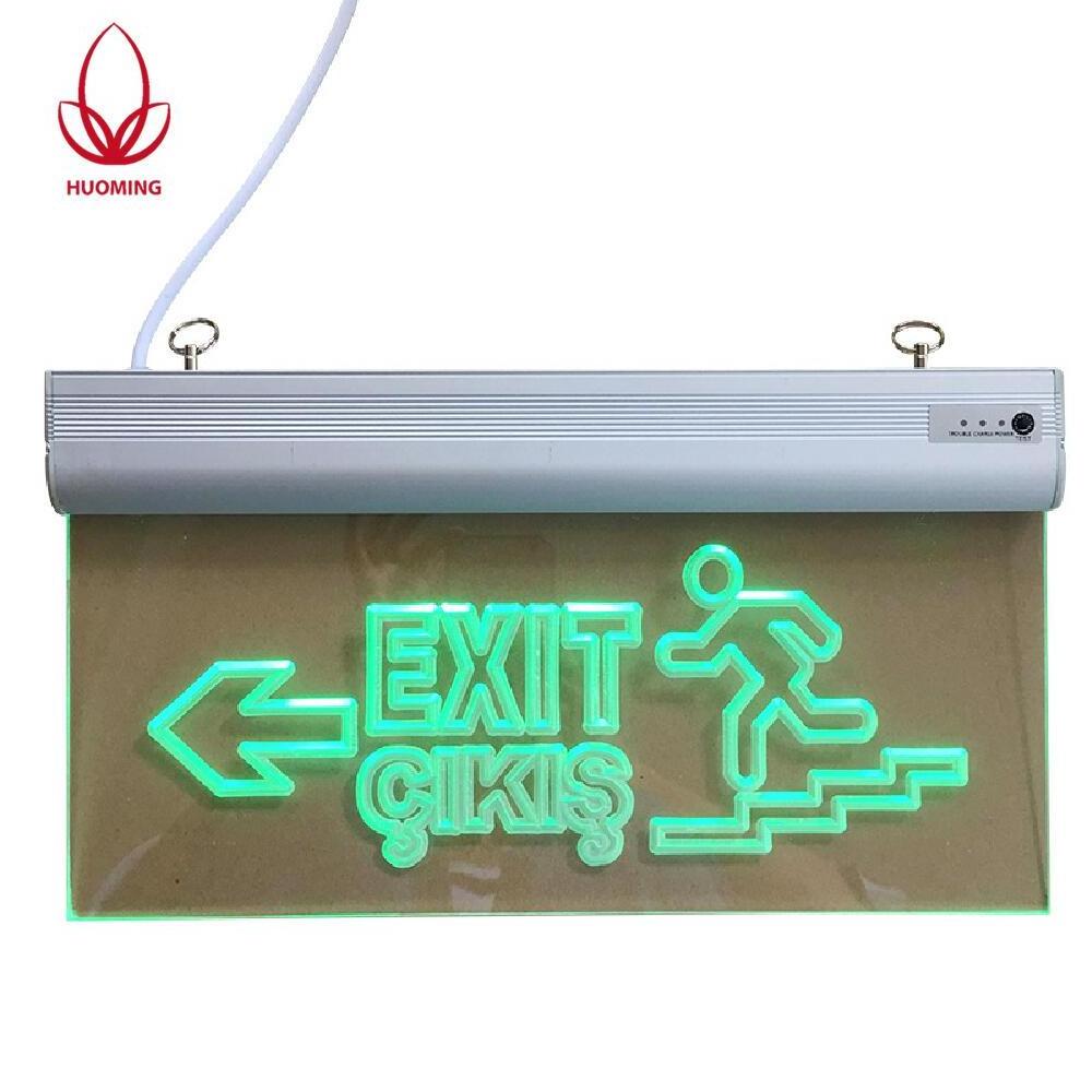 LED Safety exit Automatic  Rechargeable Carved acrylic Exit Signs Emergency Light