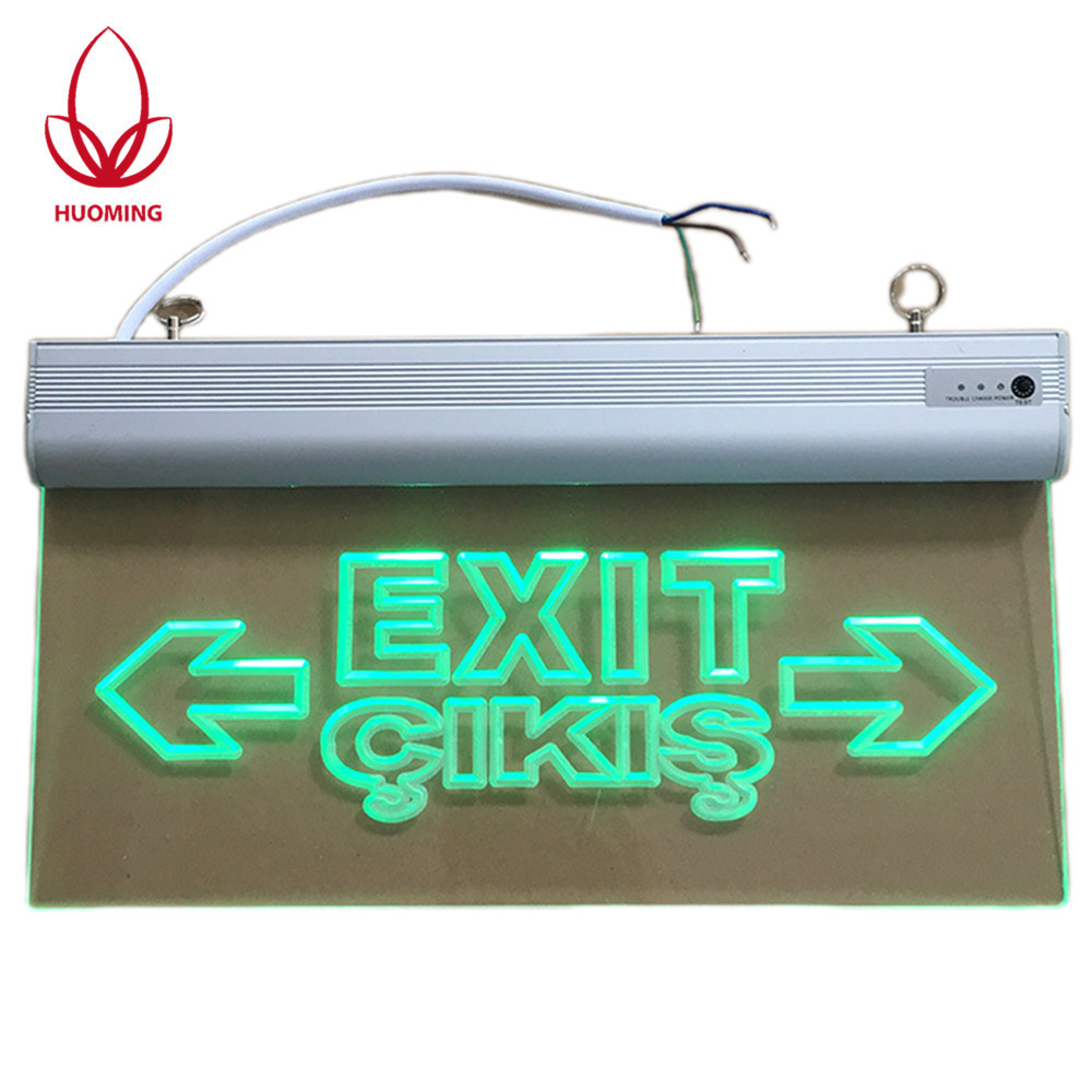 LED Safety exit Automatic  Rechargeable Carved acrylic Exit Signs Emergency Light