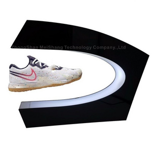 C Shape Magnetic Rotating Floating Levitation Advertising Sneaker Shoes Shelf Sever Acrylic Display Rack