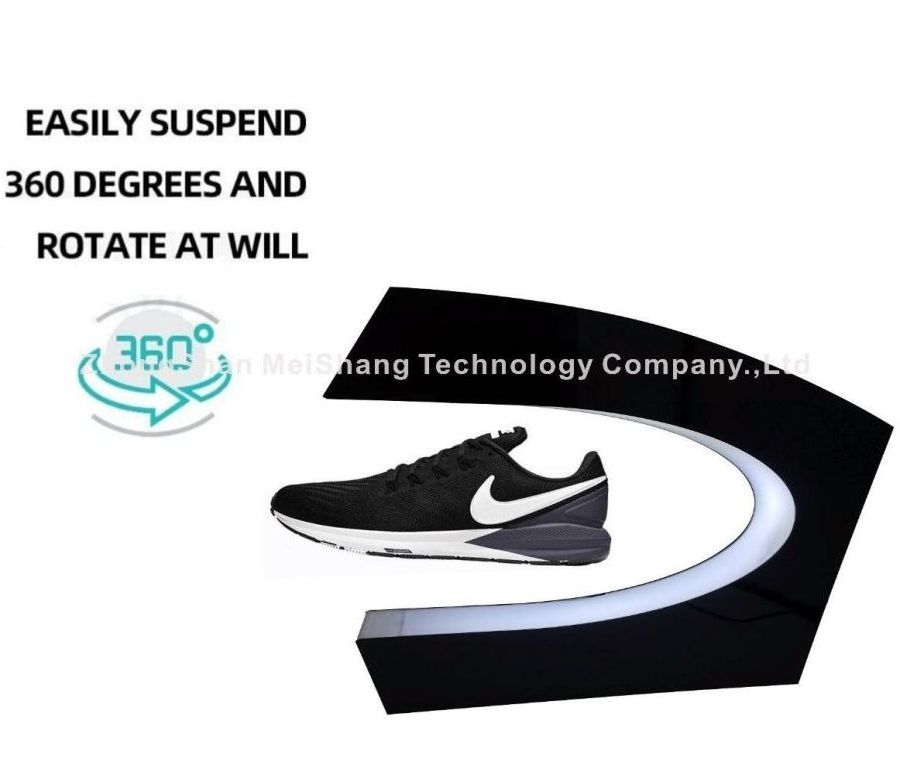 C Shape Magnetic Rotating Floating Levitation Advertising Sneaker Shoes Shelf Sever Acrylic Display Rack