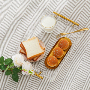 Factory Customizable Clear Acrylic Tray Lucite Serving Tray with Metal Handles