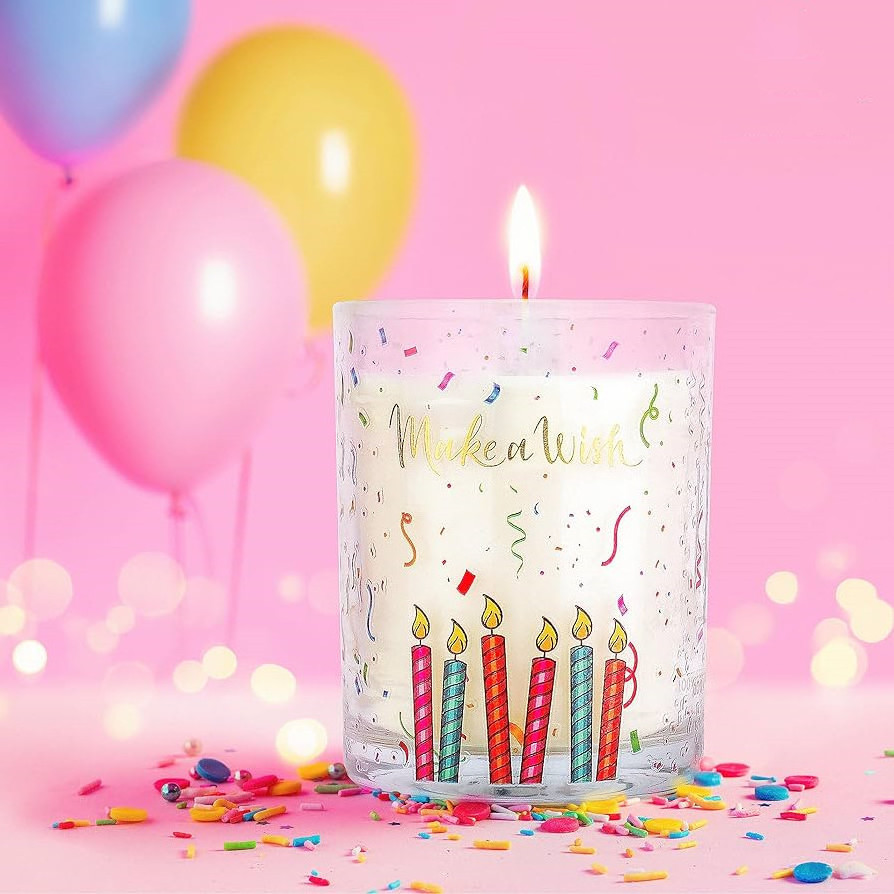 Small Round Sugar Needles Natural Soy Wax Scented Candles Party Favors Sprinkles Happy Birthday Cake Soy Scented Candle in Bulk