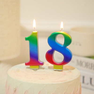 wholesale Fancy Big Gradient Metallic Glitter Party Cake Digit Candle Smokeless Special 0-9 Oversized Birthday Numbers Candles