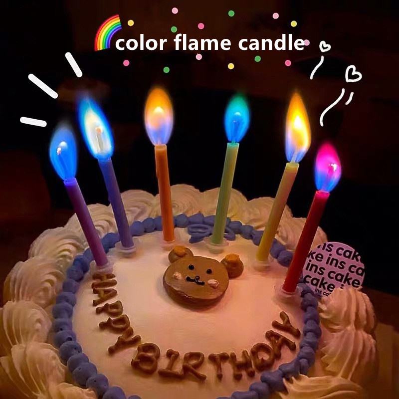 Wholesale Magic Rainbow Color Birthday Fire Cake Candle Sparkling Colorful Flame Wish Come True Happy Birthday Candles Fireworks