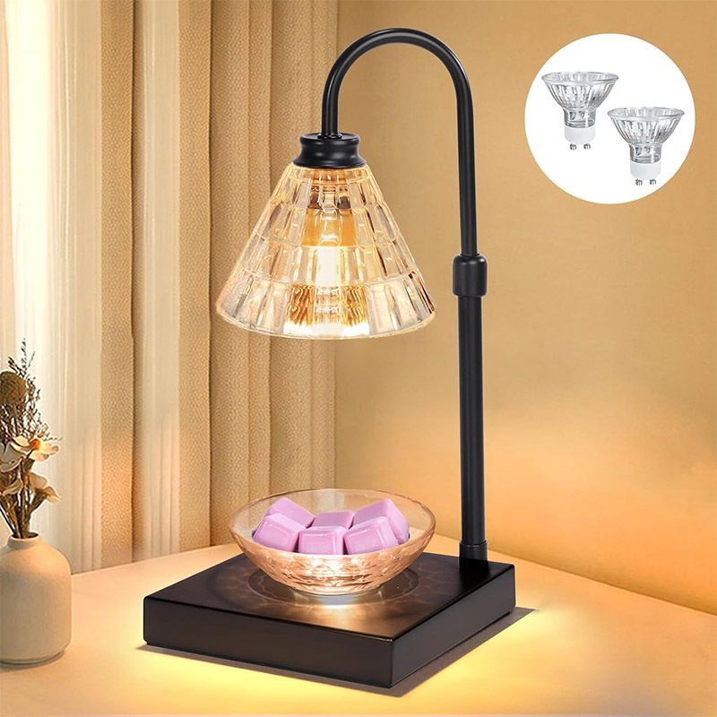 New modern luxury home decorative adjustable height electric aroma Fragrance Glass Candle Electric Wax Warmer Lamp with Timer