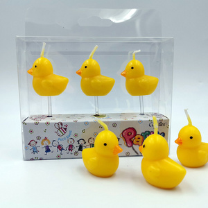 Huaming Wholesale Flameless 3D Party Animation Cartoon Birthday Cake Candles Creative Cartoon Pet Birthday Candles Yellow Duck