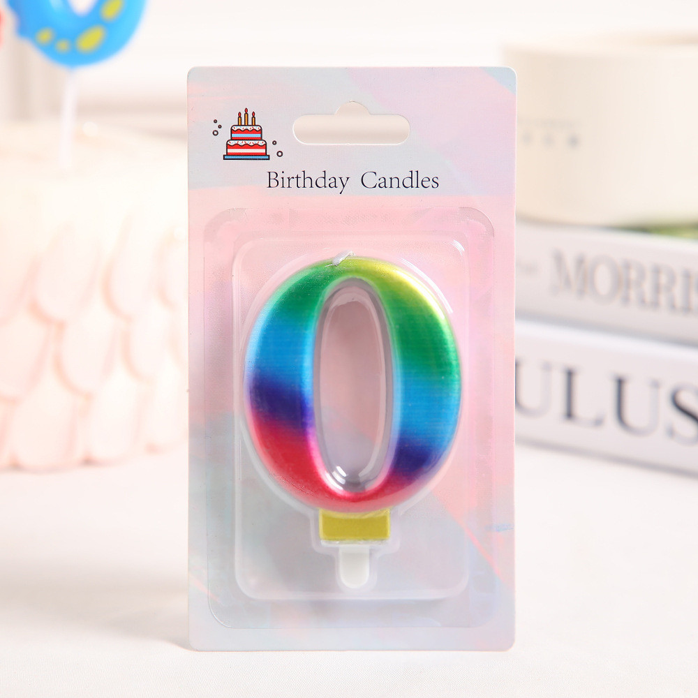 wholesale Fancy Big Gradient Metallic Glitter Party Cake Digit Candle Smokeless Special 0-9 Oversized Birthday Numbers Candles