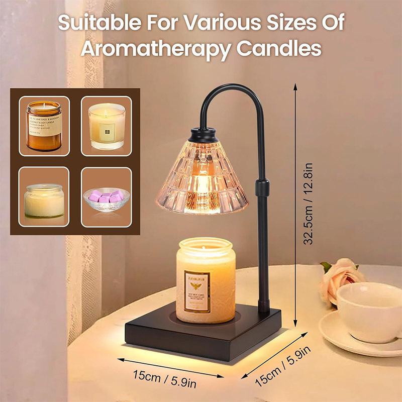 New modern luxury home decorative adjustable height electric aroma Fragrance Glass Candle Electric Wax Warmer Lamp with Timer