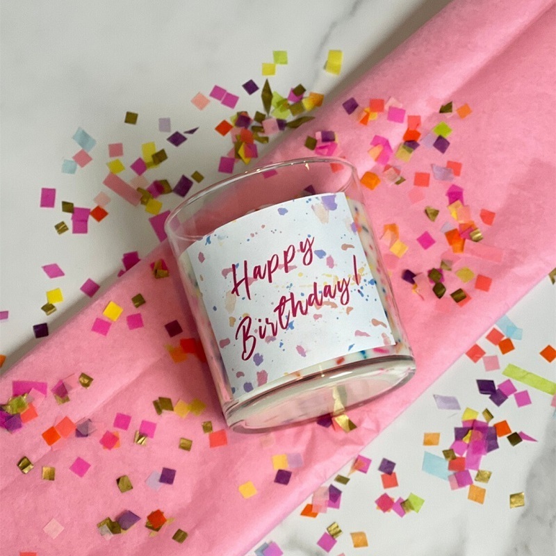 Small Round Sugar Needles Natural Soy Wax Scented Candles Party Favors Sprinkles Happy Birthday Cake Soy Scented Candle in Bulk