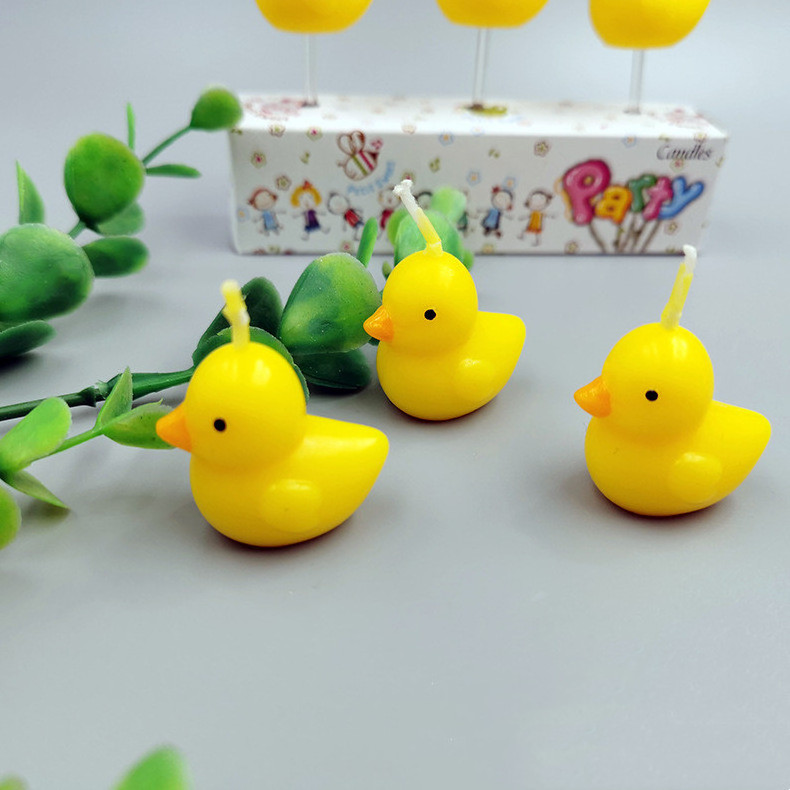 Huaming Wholesale Flameless 3D Party Animation Cartoon Birthday Cake Candles Creative Cartoon Pet Birthday Candles Yellow Duck