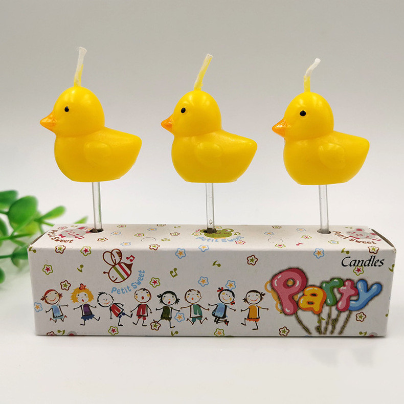 Huaming Wholesale Flameless 3D Party Animation Cartoon Birthday Cake Candles Creative Cartoon Pet Birthday Candles Yellow Duck