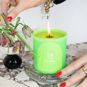 Luxury Healthy Soy Wax Body Massage Oil Fragrance Scented Candle Classic Green Color Glass Jar Wedding Favors Scented Candle