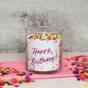 Small Round Sugar Needles Natural Soy Wax Scented Candles Party Favors Sprinkles Happy Birthday Cake Soy Scented Candle in Bulk