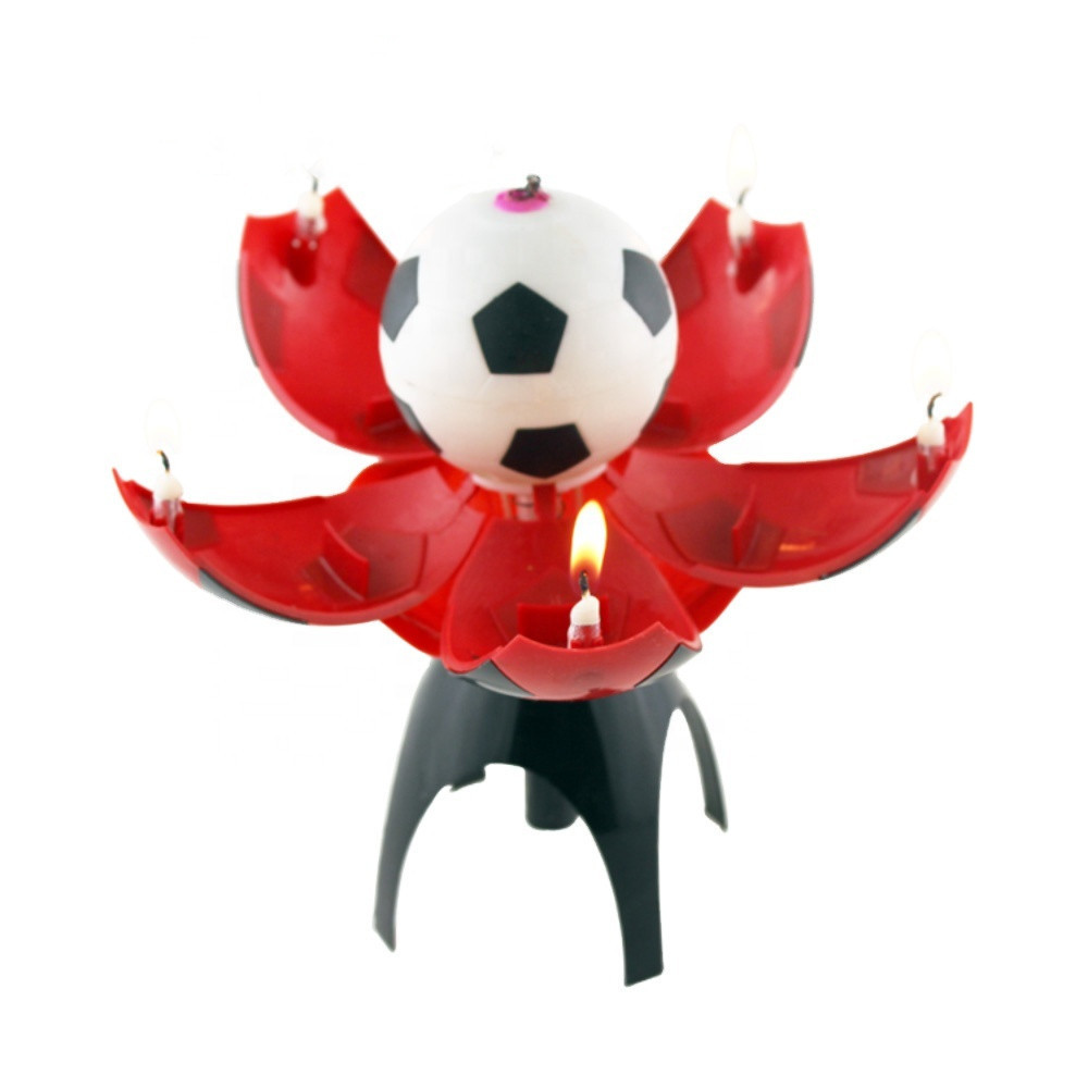 High Quality Low Price Football Music Birthday Candle Floating Candle Unique Fancy Smokeless Football Birthday Candle Making