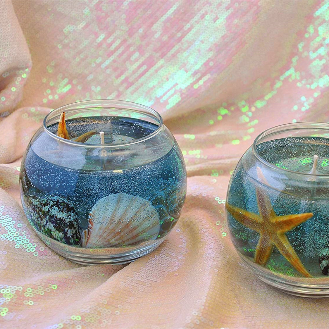 Wholesale Unique Design Natural Gel Soy Wax Custom Ocean True Shells Decoration Aromatherapy Scented Candles with Cotton Wick