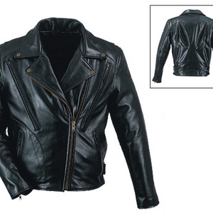 HMB-0526A MOTORBIKE LEATHER JACKET BLACK COLOR BIKER FASHION COAT HEAVY DUTY MOTORCYCLE JACKETS APPAREL