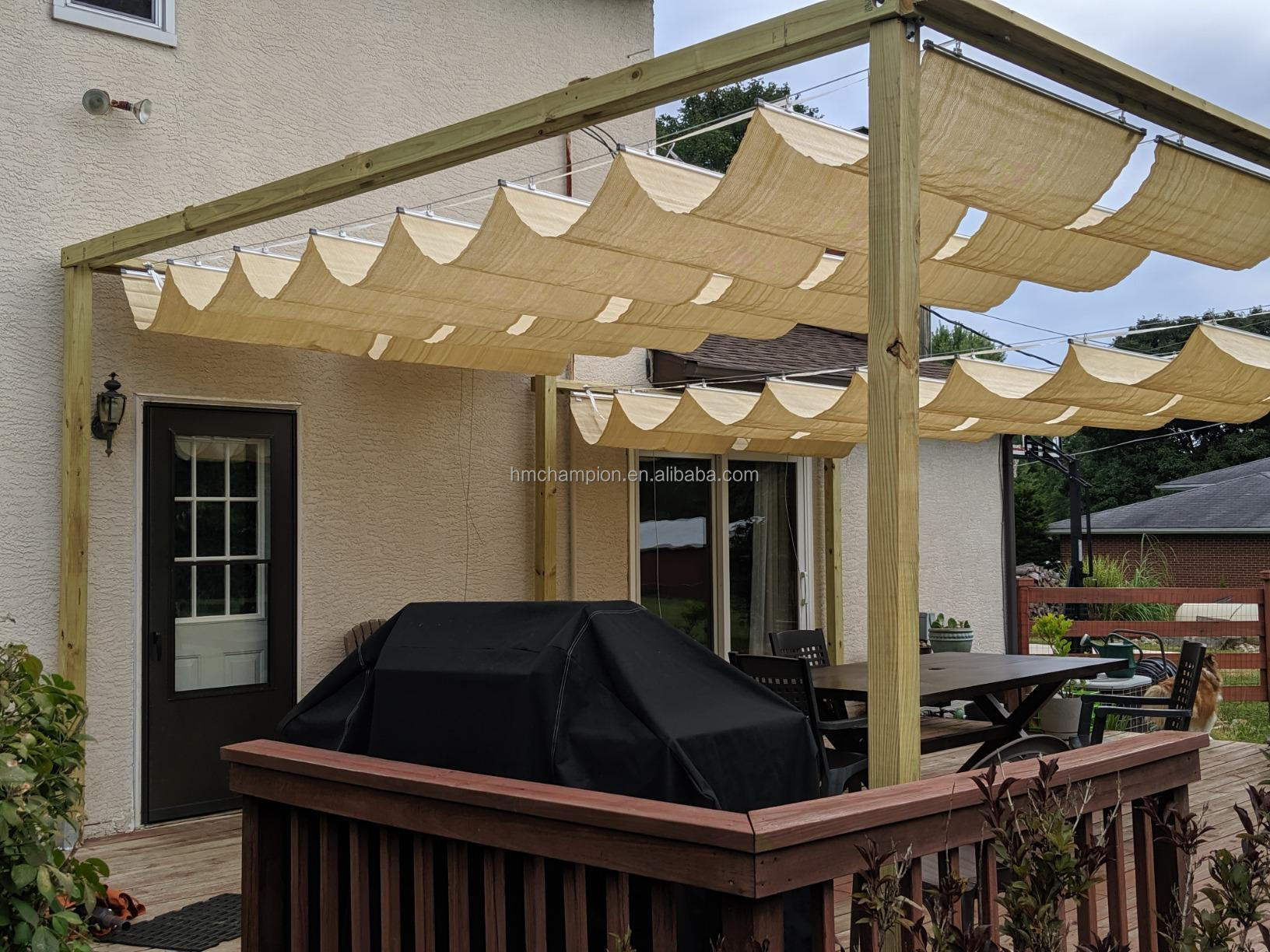 3*20ft Retractable Shade Canopy Replacement Cover Pergola Frame Slide Wire Cable-Shade Sails Nets