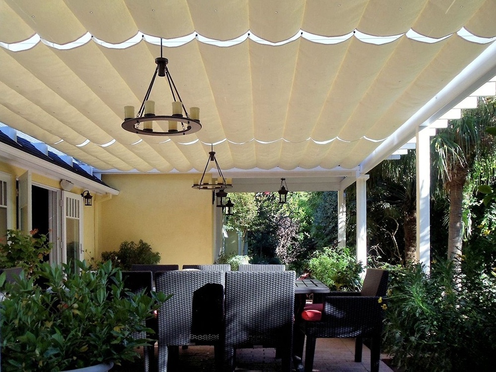 3'x16' Retractable Shade Canopy Replacement Cover for Pergola Frame Slide on Wire Cable Wave Drop Shade Cover Shade Sail Awnin