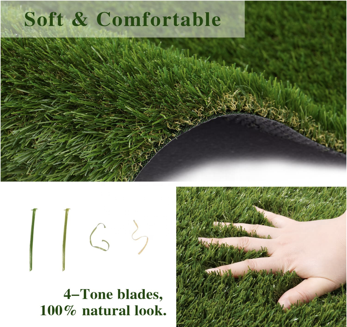 Artificial Grass Grass Carpet Rug Realistic Fake Grass Deluxe Turf Synthetic Turf Thick Lawn Pet