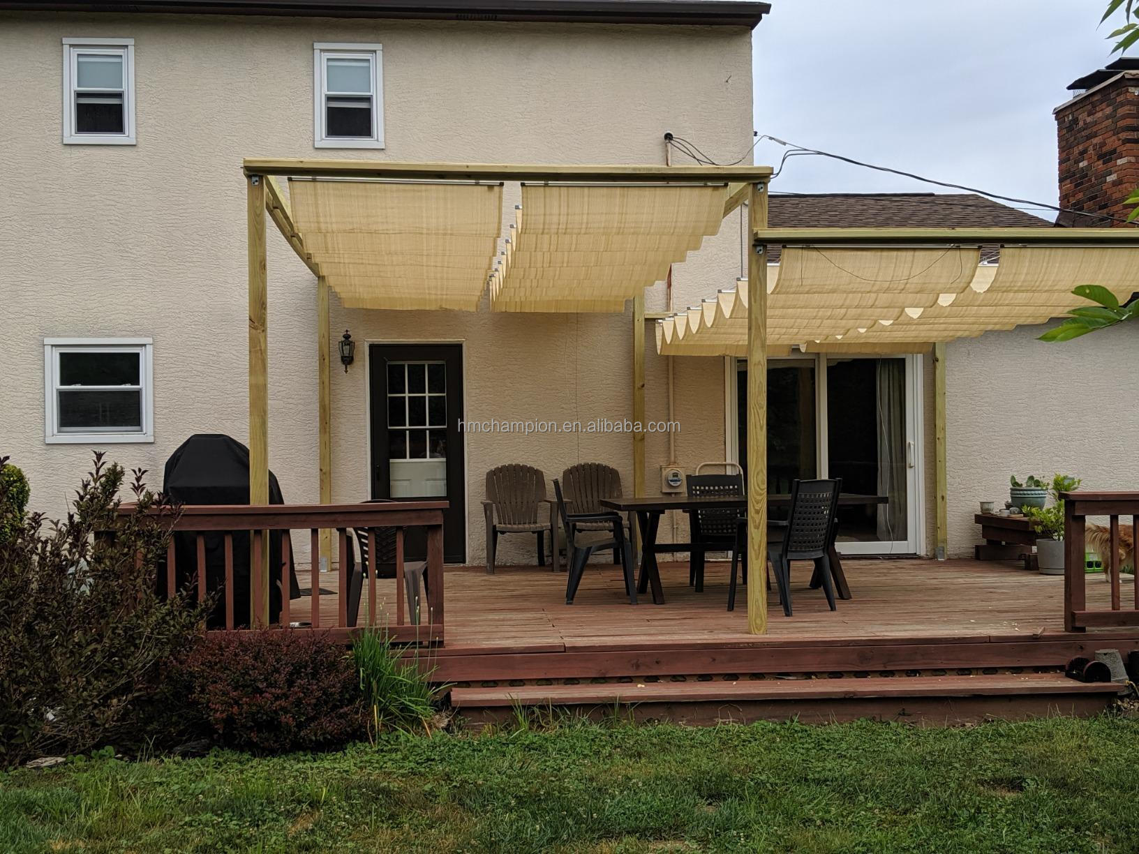 3*20ft Retractable Shade Canopy Replacement Cover Pergola Frame Slide Wire Cable-Shade Sails Nets