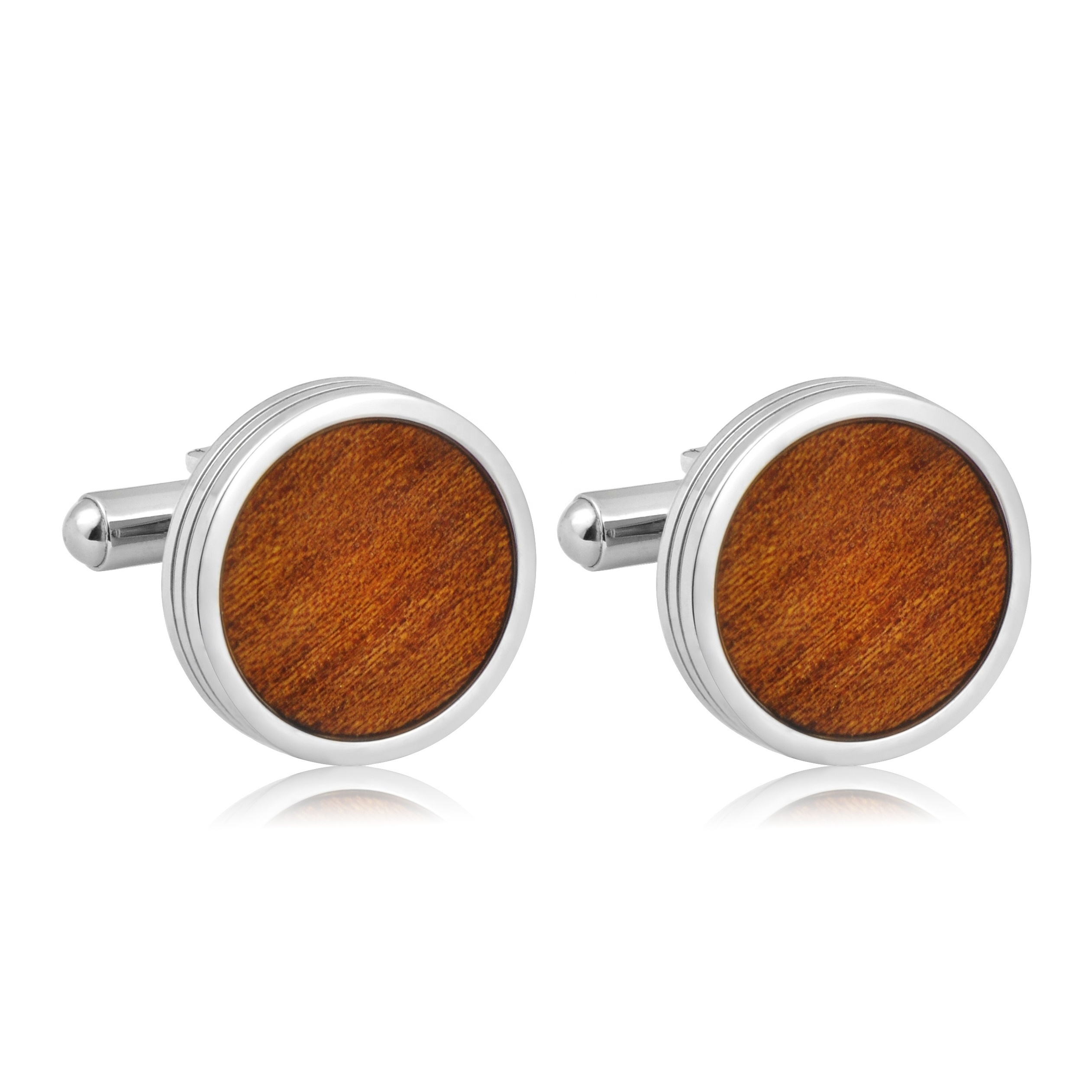 Mens Blank Cufflinks Stainless Steel / Titanium Wooden Cufflinks Free Custom's LOGO Engraving