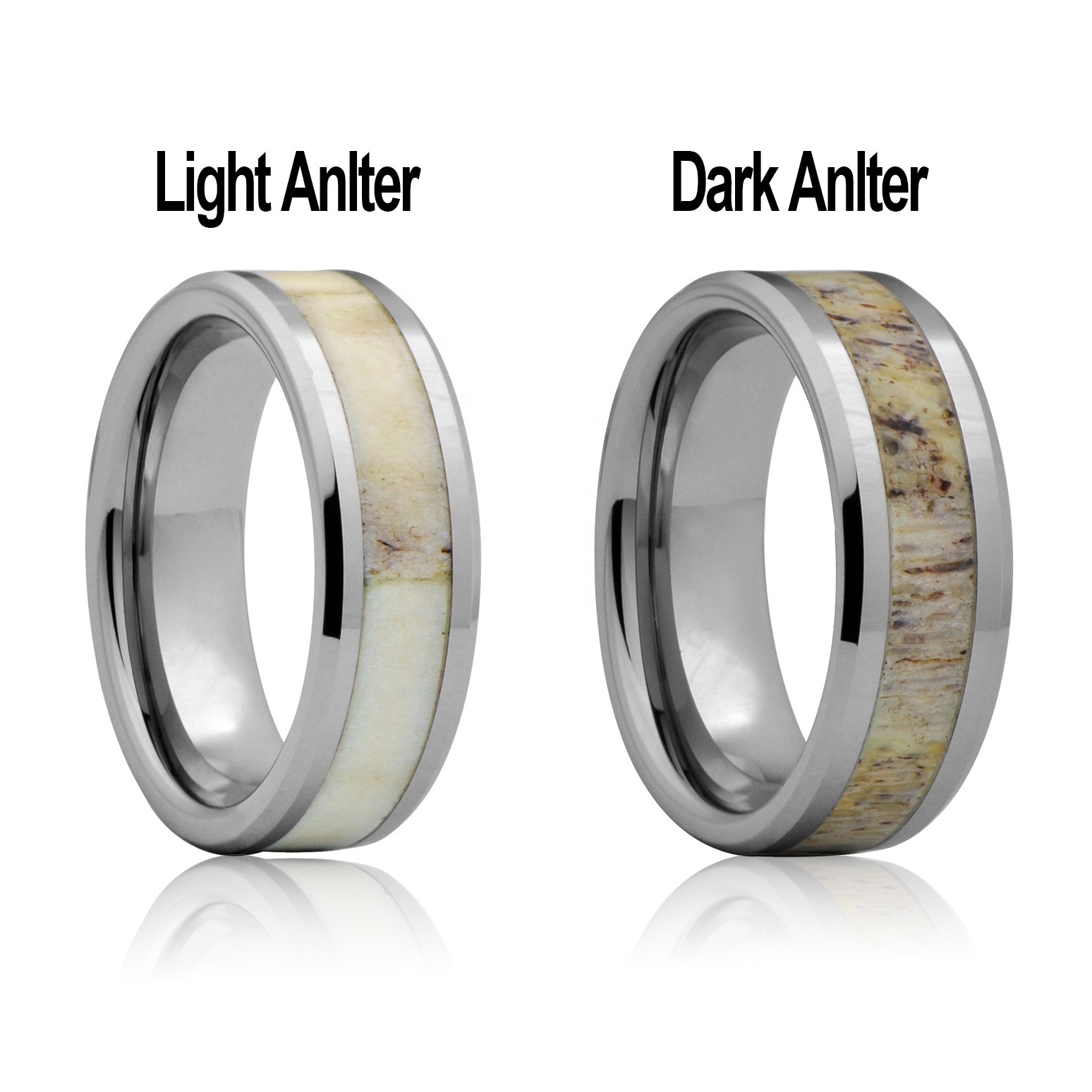 Lighter Deer Antler Tungsten Carbide Ring  Mens Wedding Rings