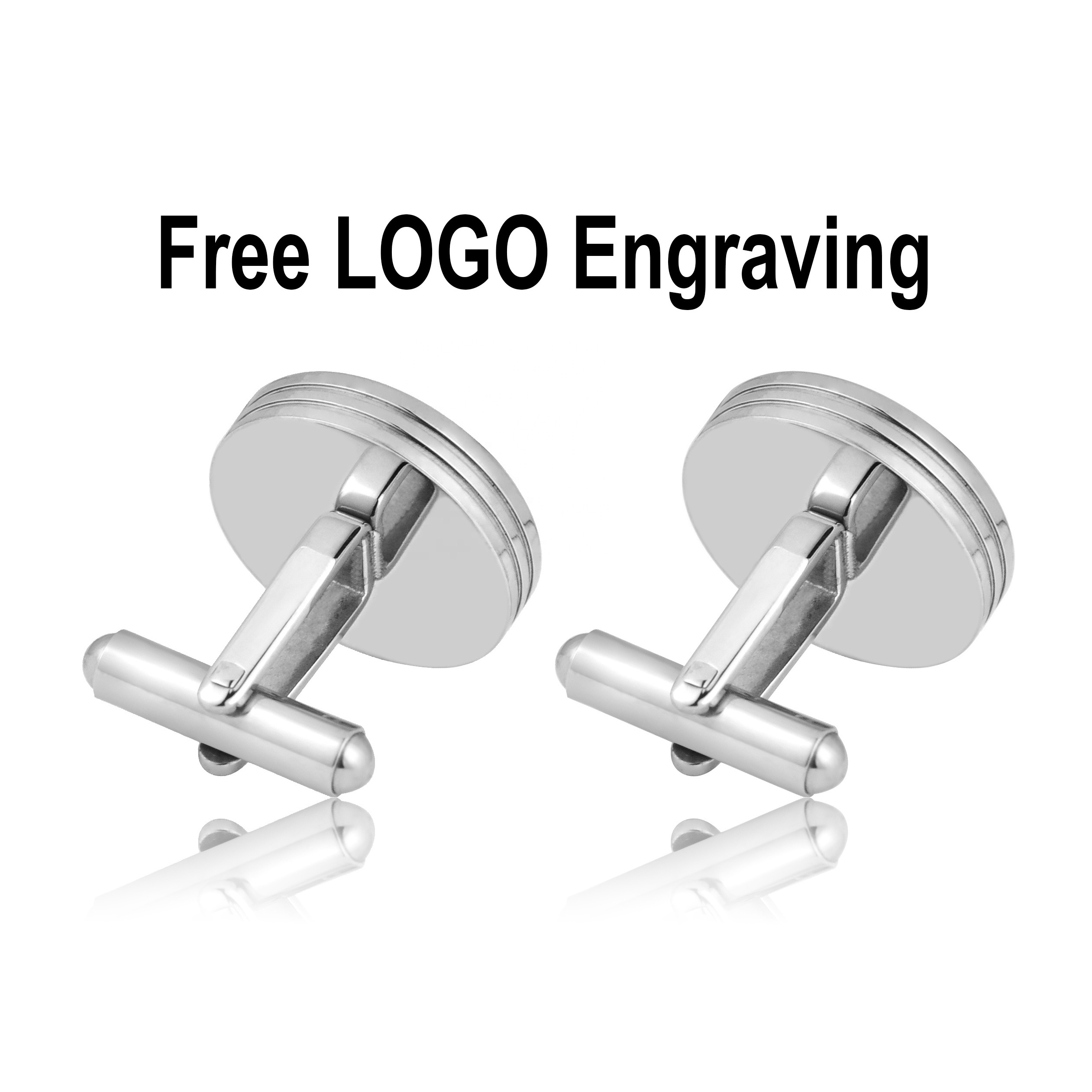 Mens Blank Cufflinks Stainless Steel / Titanium Wooden Cufflinks Free Custom's LOGO Engraving