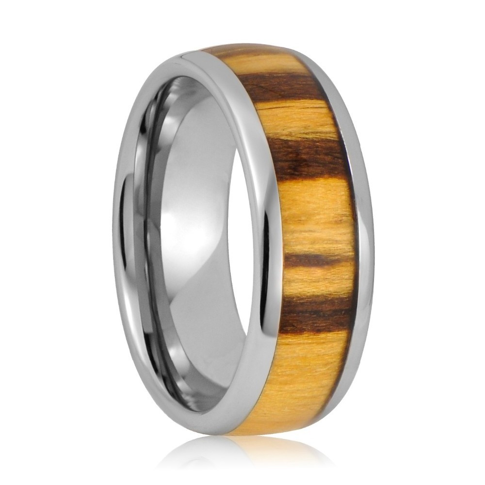 Fashion Ring Jewelry Hawaiian KOA Wood Resin Black Tungsten Ring Rose Gold Wedding Ring