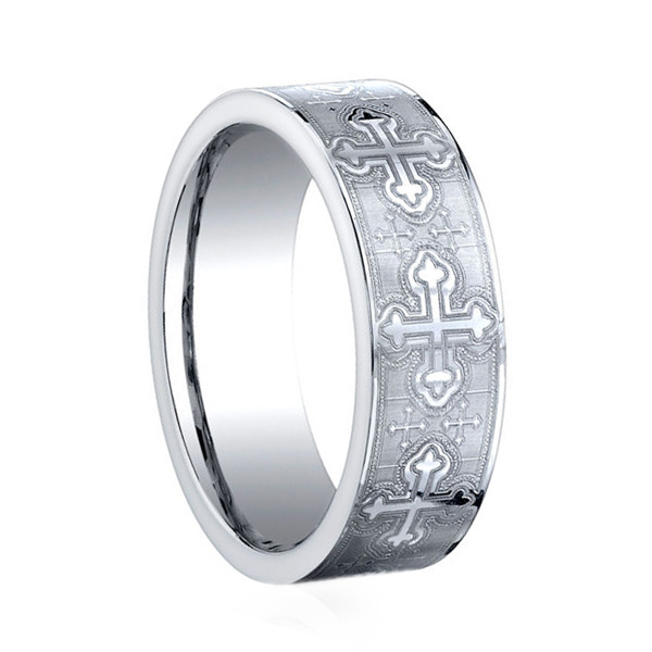 Mens Catholic Cross Rings Cobalt Chrome Ring