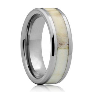 Lighter Deer Antler Tungsten Carbide Ring  Mens Wedding Rings