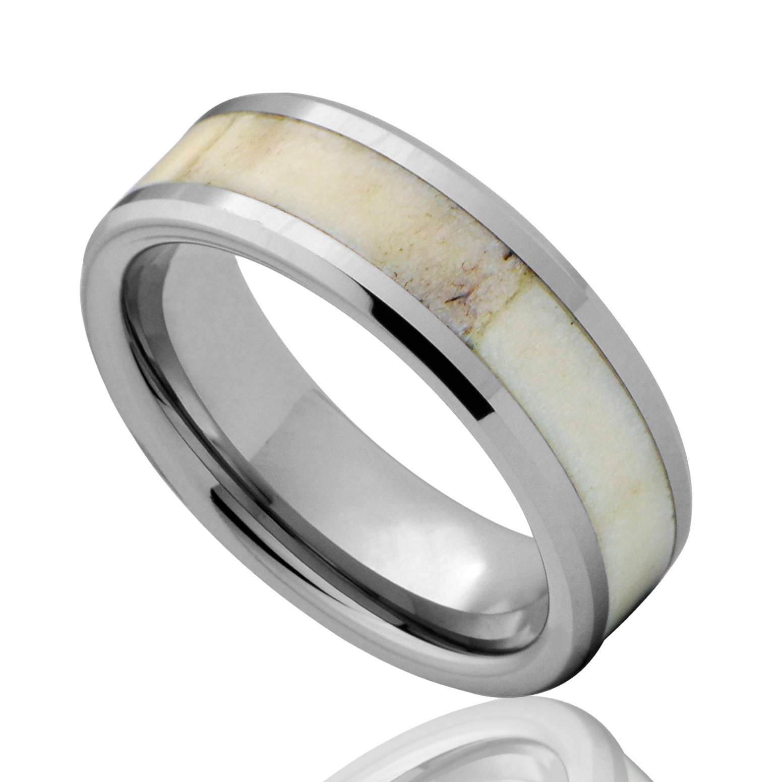 Lighter Deer Antler Tungsten Carbide Ring  Mens Wedding Rings