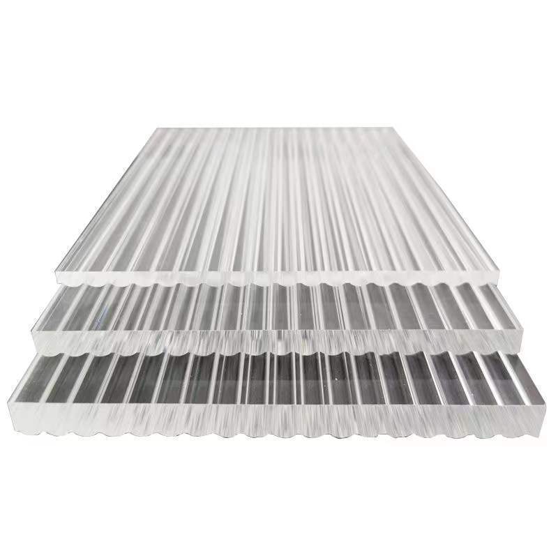 customized Stripe textured acrylic sheet, clear Linear Textured Ribbed Striped corrugated Acrylic sheet panel board plate