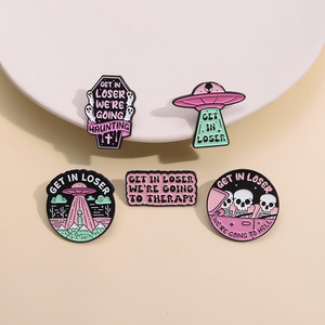 GET IN LOSER Enamel Pins Custom Halloween Skeleton Alien Brooches Funny Zinc Alloy Badge Hard Enamel Pin