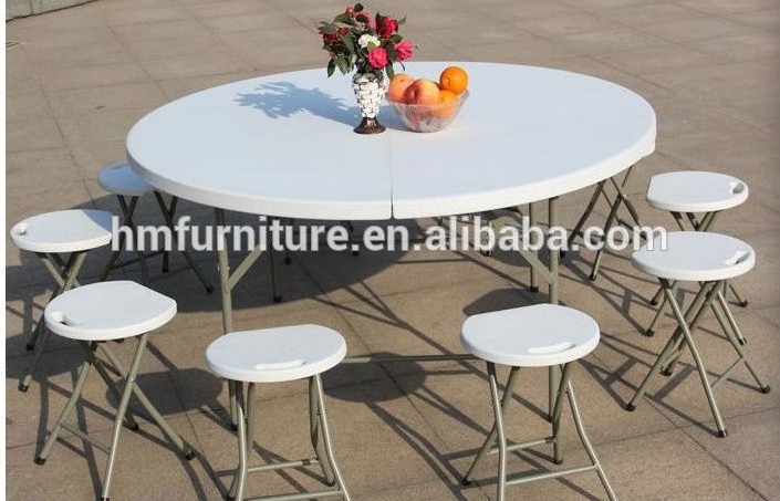 152cm 5ft Standing Table Round hdpe plastic recycled material  Folding Table garden dining commercial outdoor furniture