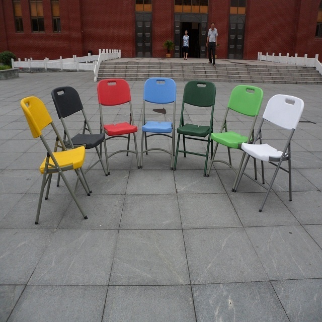 Black color heavy duty metal plastic folding chairs