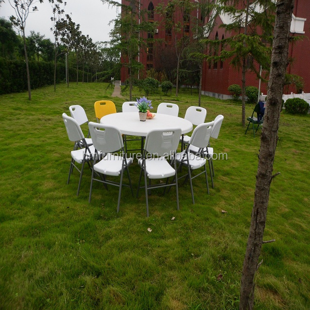 152cm 5ft Standing Table Round hdpe plastic recycled material  Folding Table garden dining commercial outdoor furniture