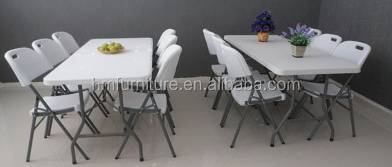 hot sale 6ft plastic  foldable banquet tables and chairs set for 10 seats used