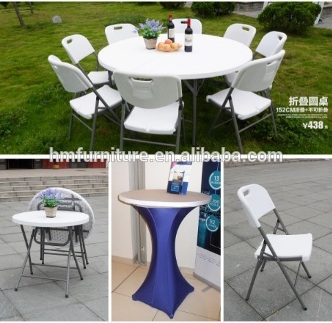 80cm Hot sale cheap price small round dining table foldable portable Plastic folding round cocktail Table