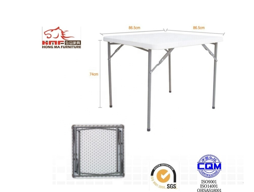 87cm Hot Selling Portable square trestle plastic folding mahjong poker catering table of 4 seats