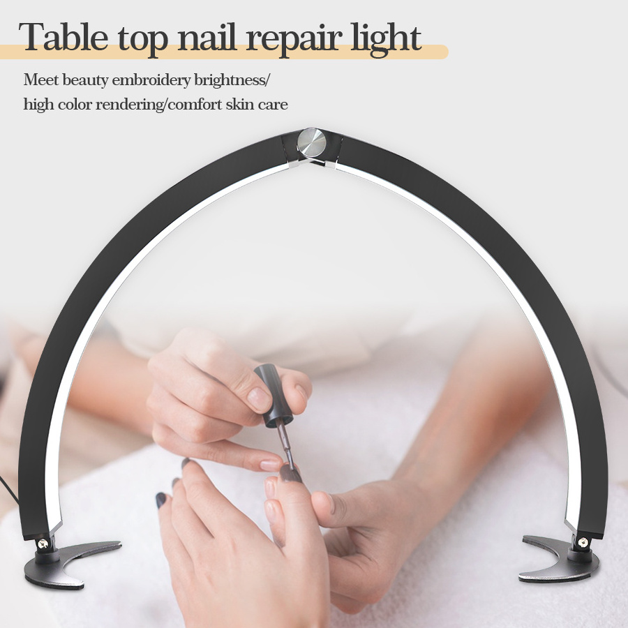 2024 New Nail Table Lamp Led Half Moon Retractable Height Beauty Lights For Nail Salon Fill Light