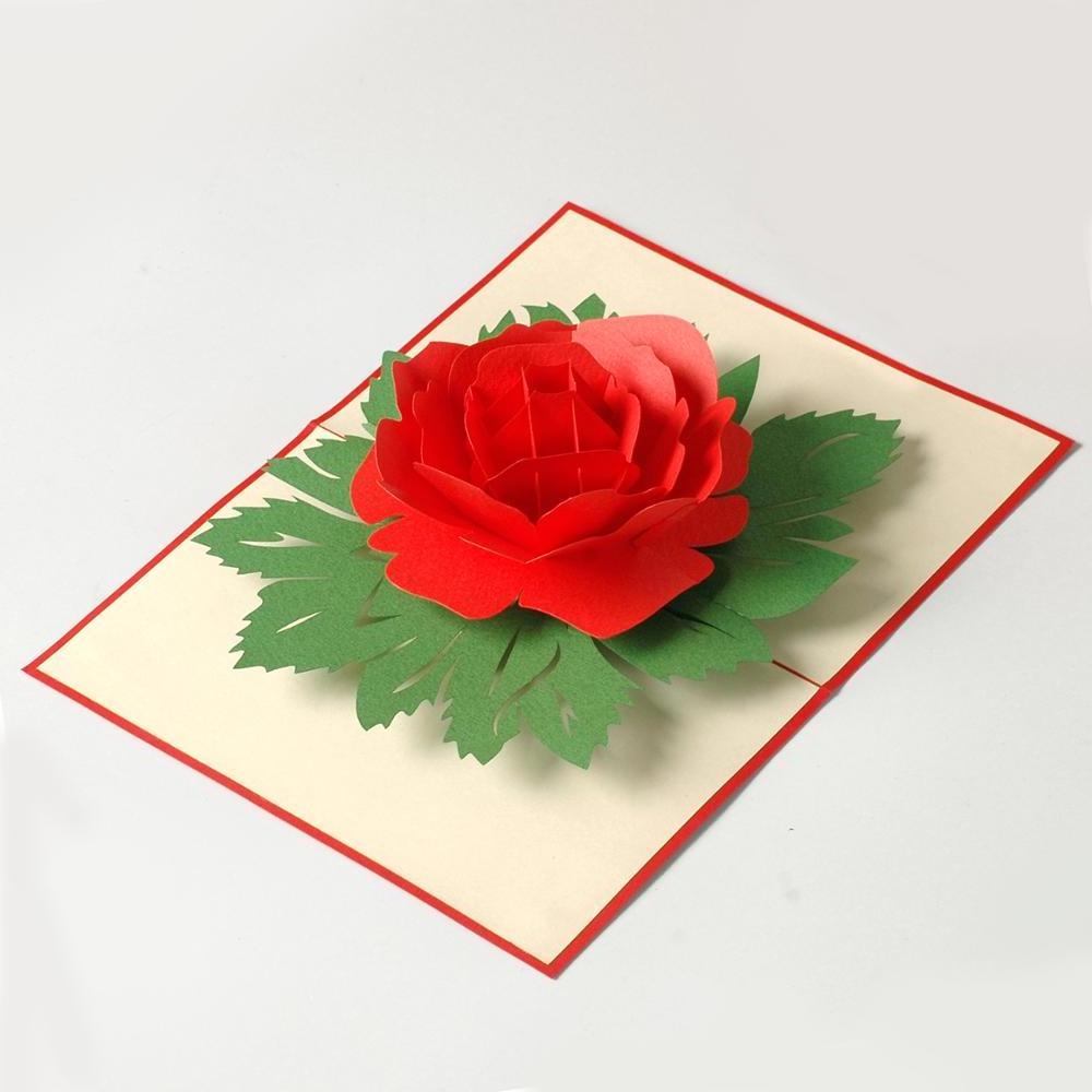 3D pop up greeting cards with Rose Flower handmade craft cards custom request - Rose 3D pop up Card