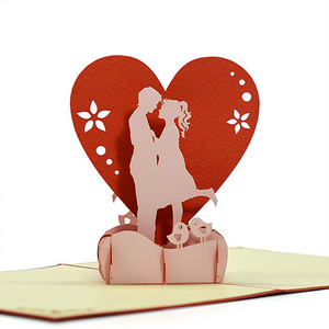 New Model Couple on swing folding hot laser cut 3d pop up Love Greeting Cards Custom Design and  Manufacturer